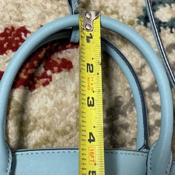Kate Spade Baby Blue Reiley Medium Dome Saffiano Leather Satchel Crossbody Bag - Picture 11 of 16
